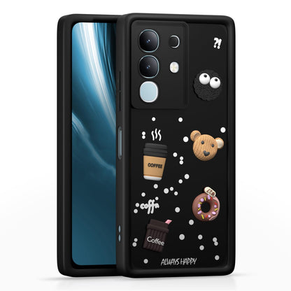 Pikkme Vivo T4x 5G / iQoo Z10x 5G Cute Fun Cartoon 3D Bear Coffee Back Cover (Black)