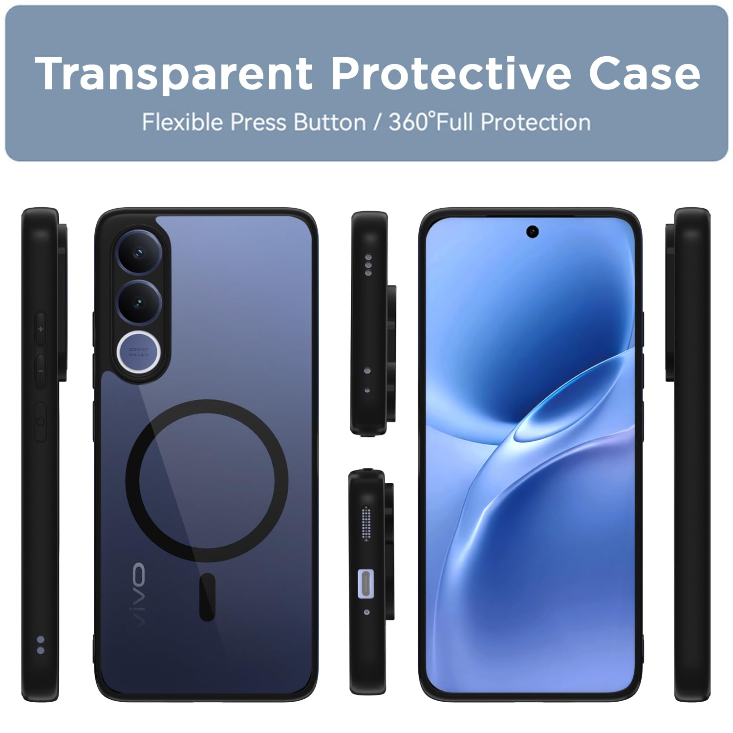 Black mag-safe mobile cover for Vivo V70 FE 5G – Pikkme – photo 2