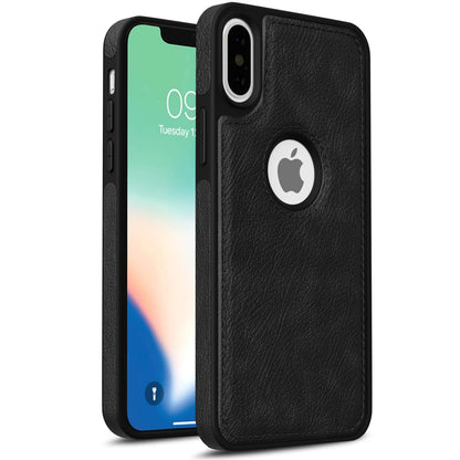 iPhone X / Xs LeatherBack Back Cover – Black