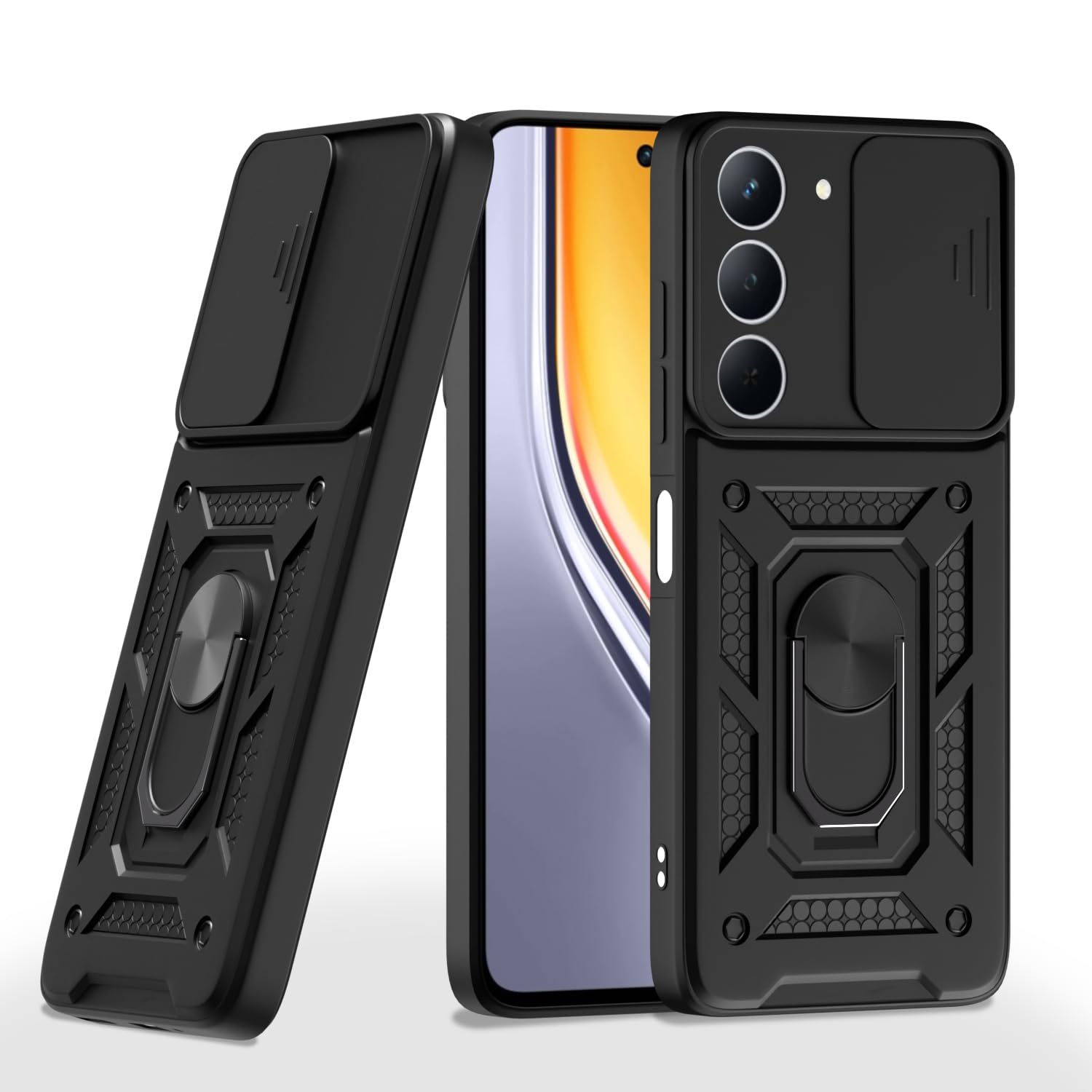 Pikkme Realme P3x 5G D10 Tough Armor Back Cover (Black)