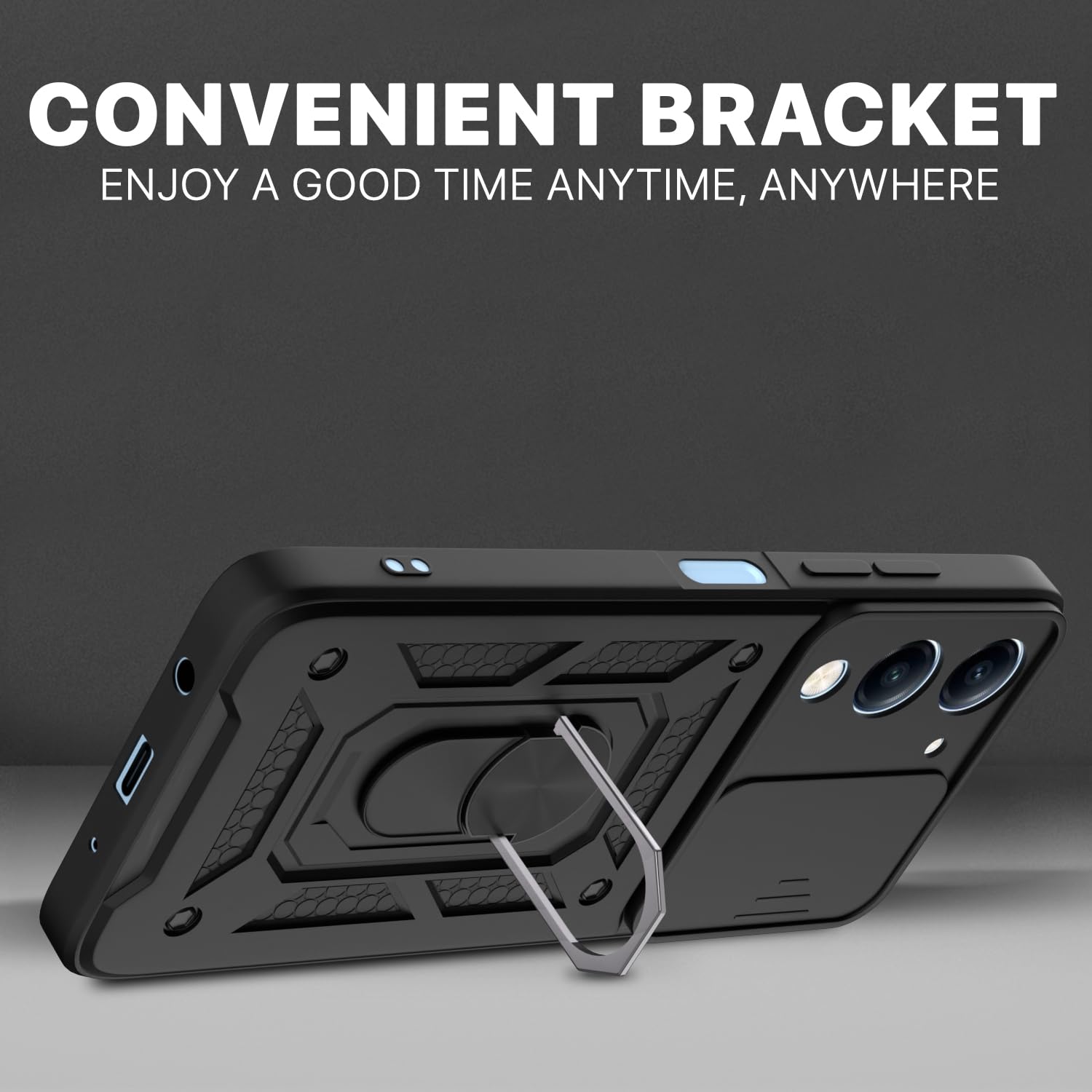 Pikkme Vivo T4 Lite 5G / iQOO Z10 Lite 5G / Vivo Y04 4G / Vivo Y19 5G D10 Tough Armor Back Cover (Black)