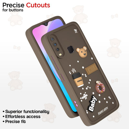 Pikkme Y12 / Y15 / Y17 / U10 Cute Fun Cartoon 3D Bear Coffee  Back Cover (Brown)