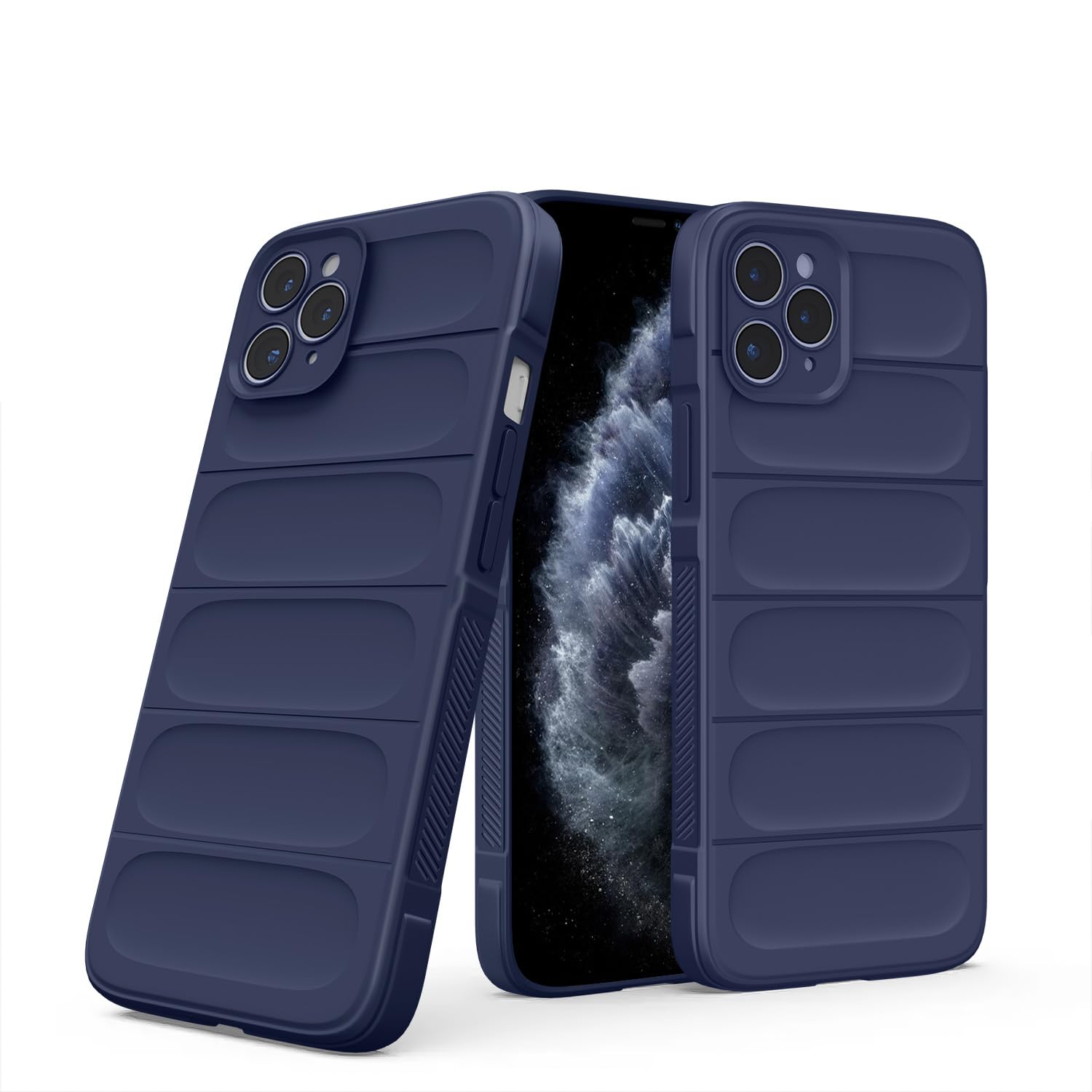Pikkme iPhone 11 Pro ZigZag Soft matte Liquid Silicone Back Cover (Blue)