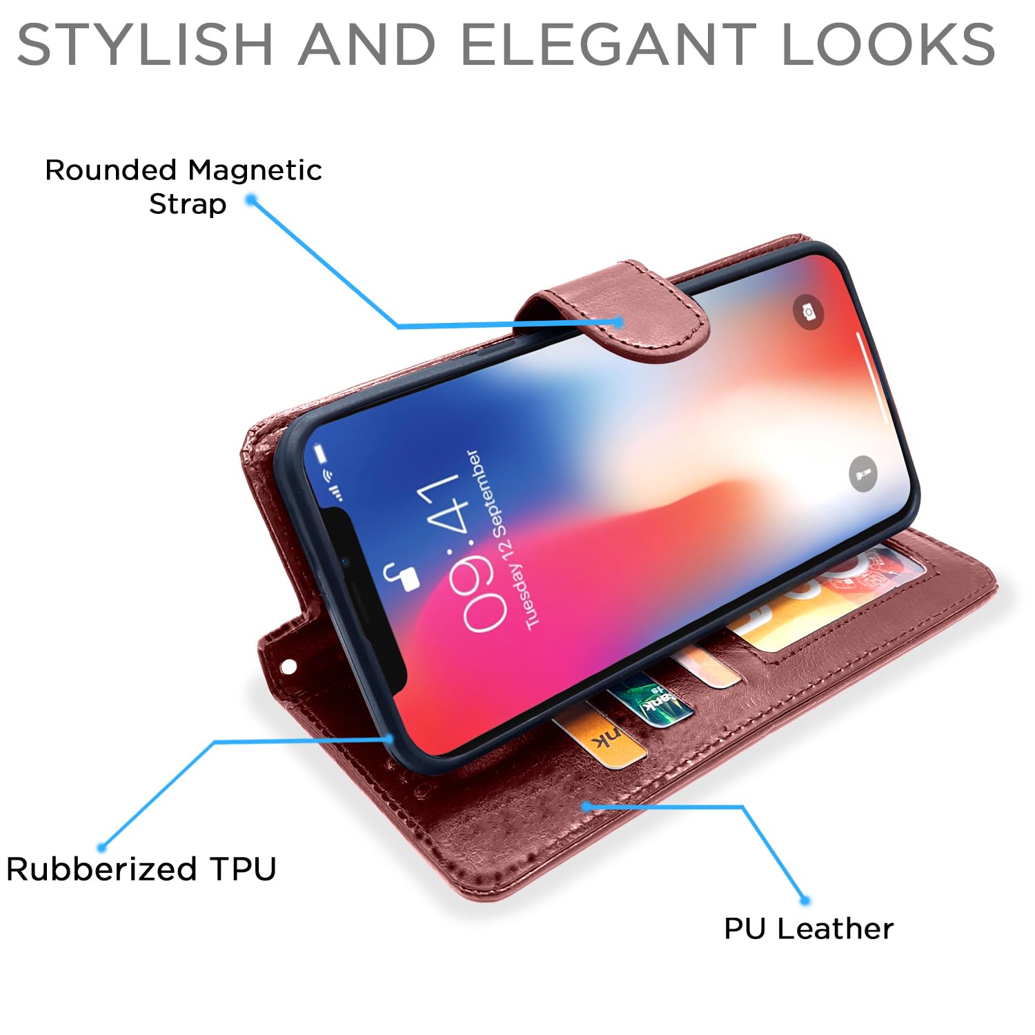 Pikkme iPhone X/Xs Vintage Flip Cover (Brown)