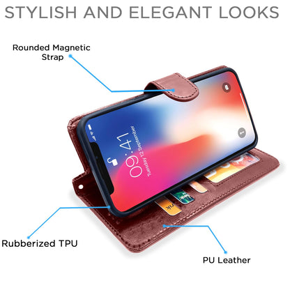 Pikkme iPhone X/Xs Vintage Flip Cover (Brown)