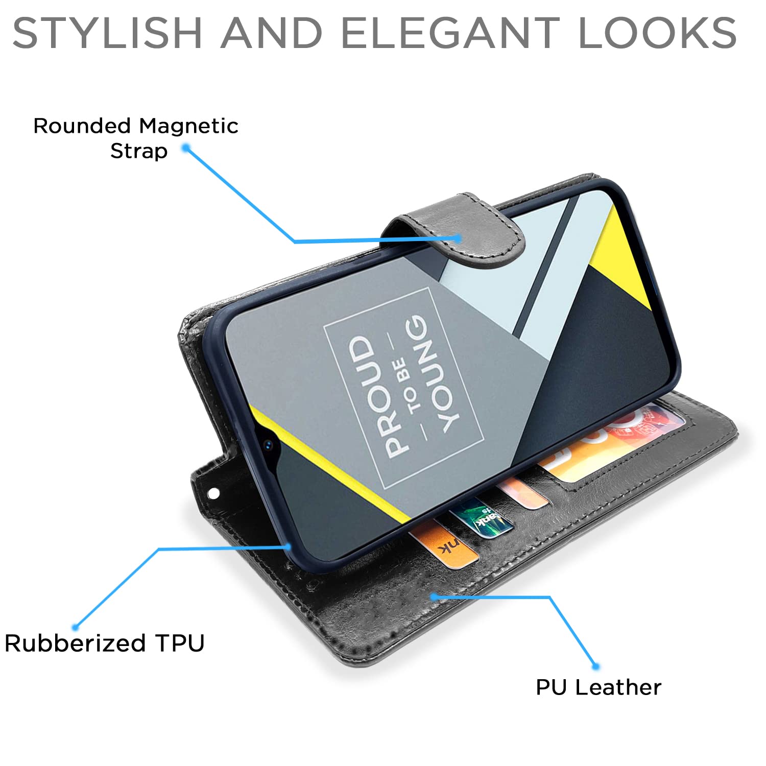 Pikkme Realme C2 Vintage Flip Cover | Black