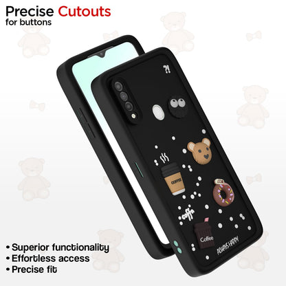 Pikkme Oppo A31 Cute Fun Cartoon 3D Bear Coffee Back Cover (Black)
