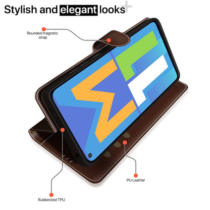 Brown & coffee Magnetic wallet flip cover for Samsung M11 – Pikkme – photo 3