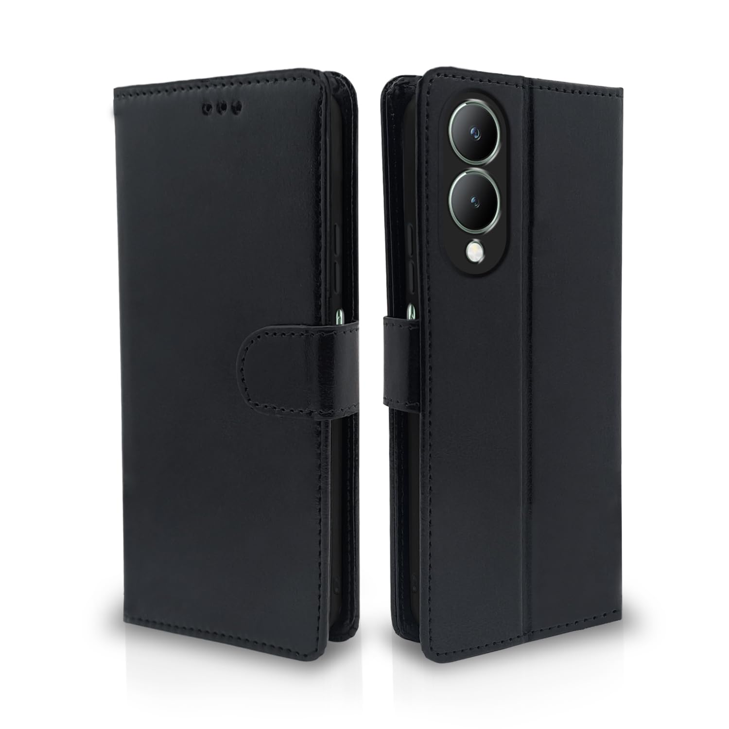 Pikkme black mobile flip cover for Vivo Y17s