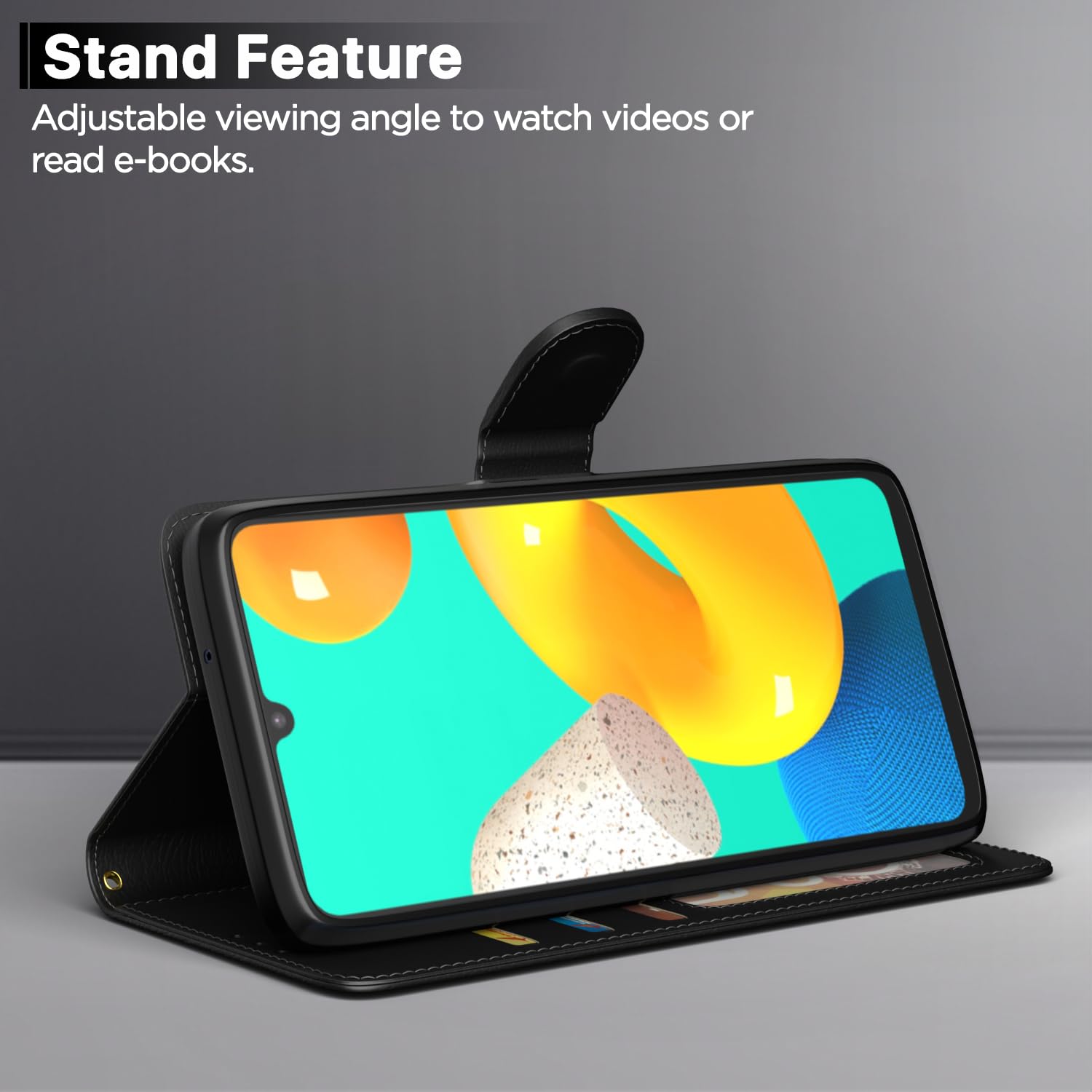 Samsung M14 5G Wallet mobile flip cover in black by Pikkme – photo 3