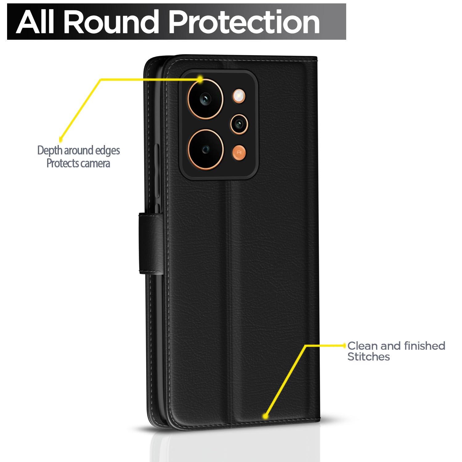 Black wallet flip cover for Realme P4 Power 5G – Pikkme – photo 4