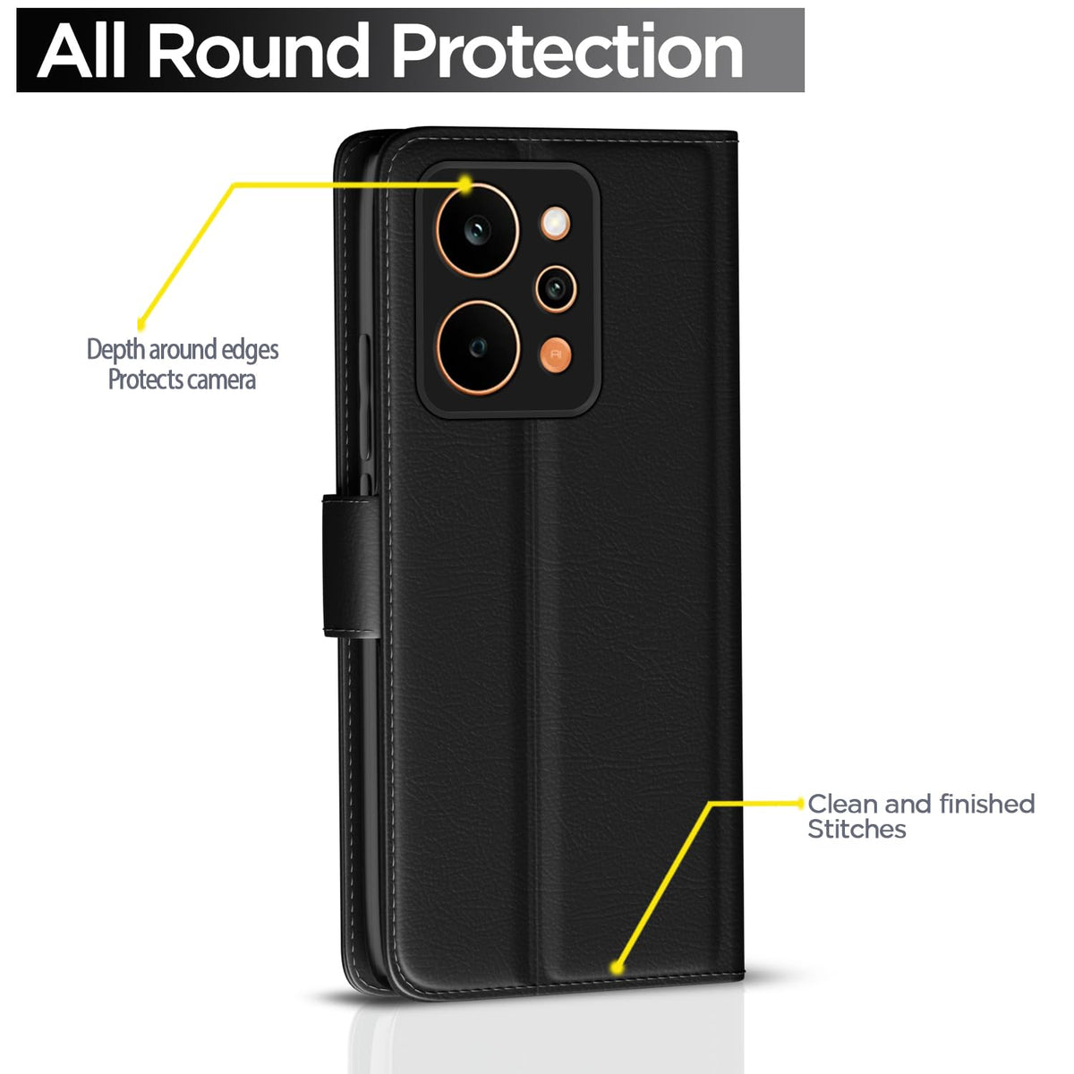 Black wallet flip cover for Realme P4 Power 5G – Pikkme – photo 4