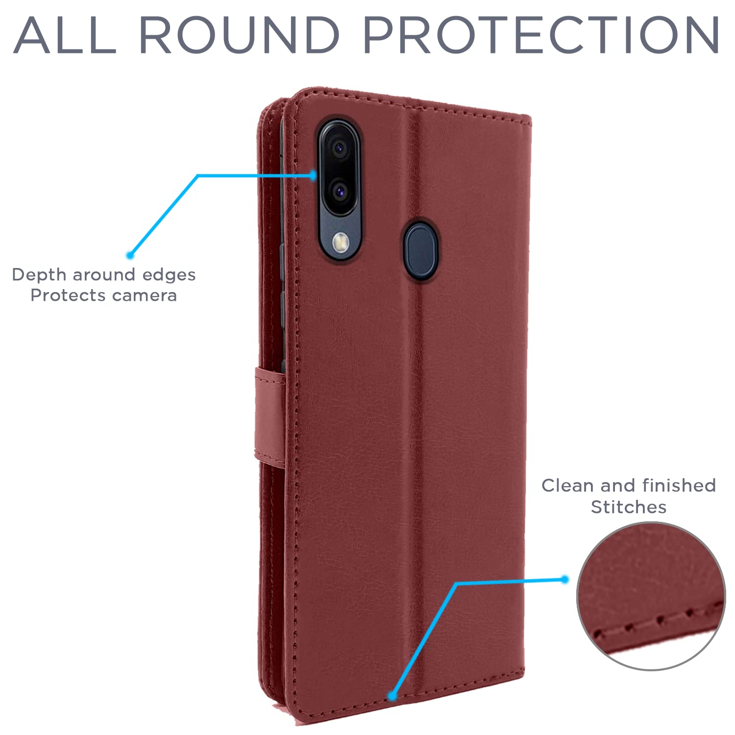 Pikkme Samsung Galaxy M20 Vintage Flip Cover (Brown)