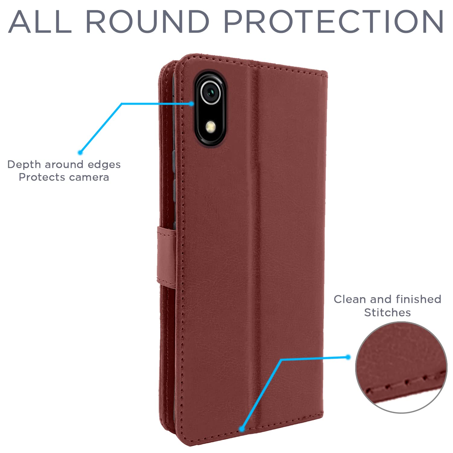 Pikkme Redmi 7A Vintage Flip Cover (Brown)