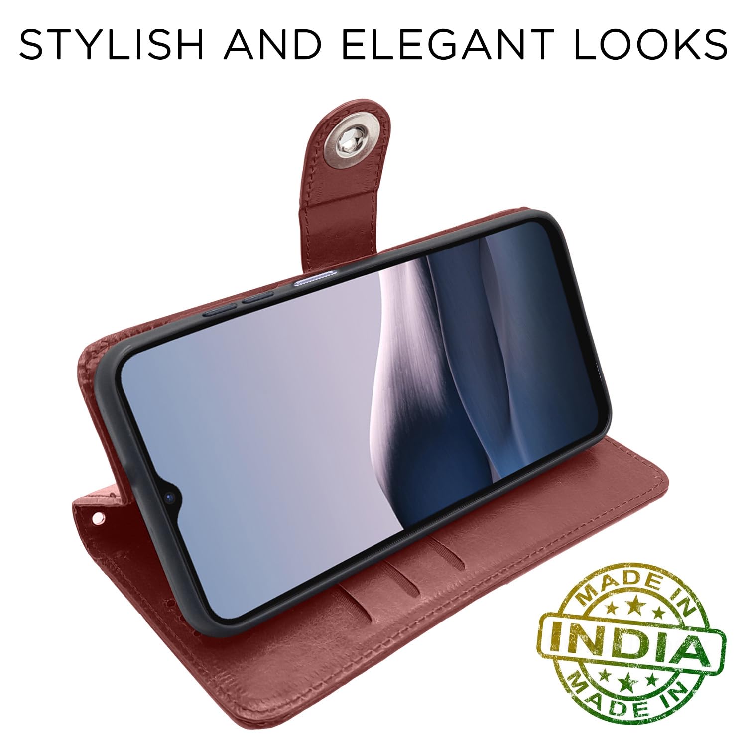 Vivo Y12s/Y20/Y20i/Y20G Wallet mobile flip cover in button brown by Pikkme – photo 5