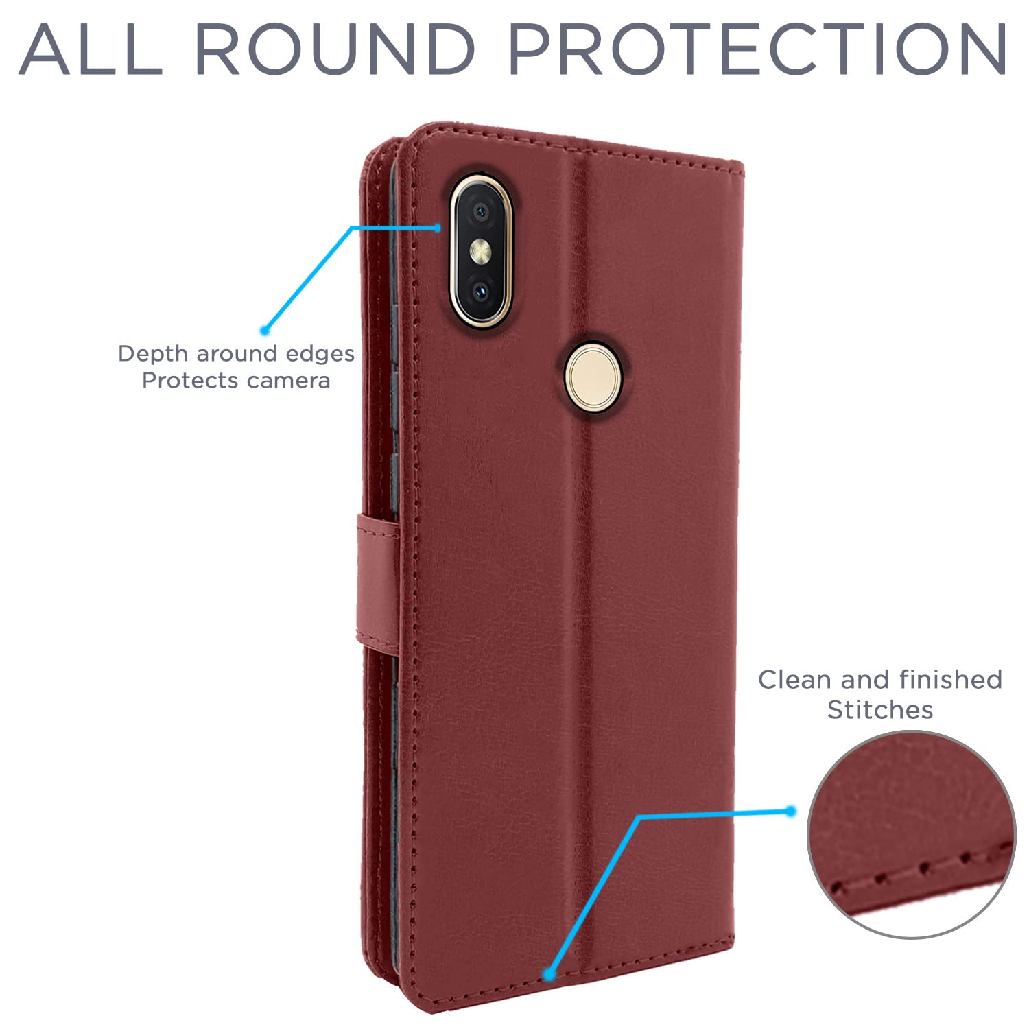 Pikkme Redmi Y2 Flip 1 Vintage Flip Cover (Brown)