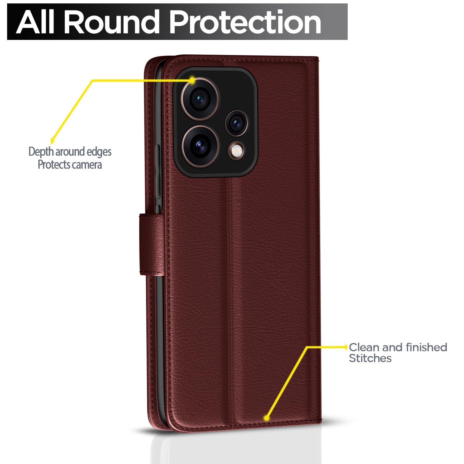 Pikkme brown mobile flip cover for Oppo Reno 15 5G – photo 4