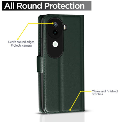 Green wallet flip cover for Vivo V40e/iQOO Z9s 5G – Pikkme – photo 4