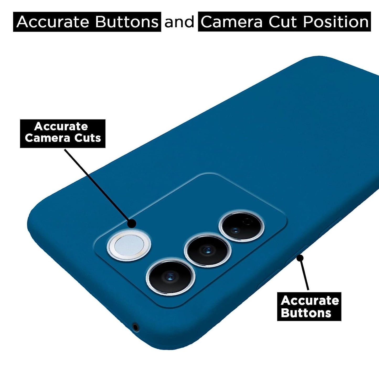 Pikkme Vivo V27 / V27 Pro 5G Soft Silicone Case with Camera Bumper Protection | Blue