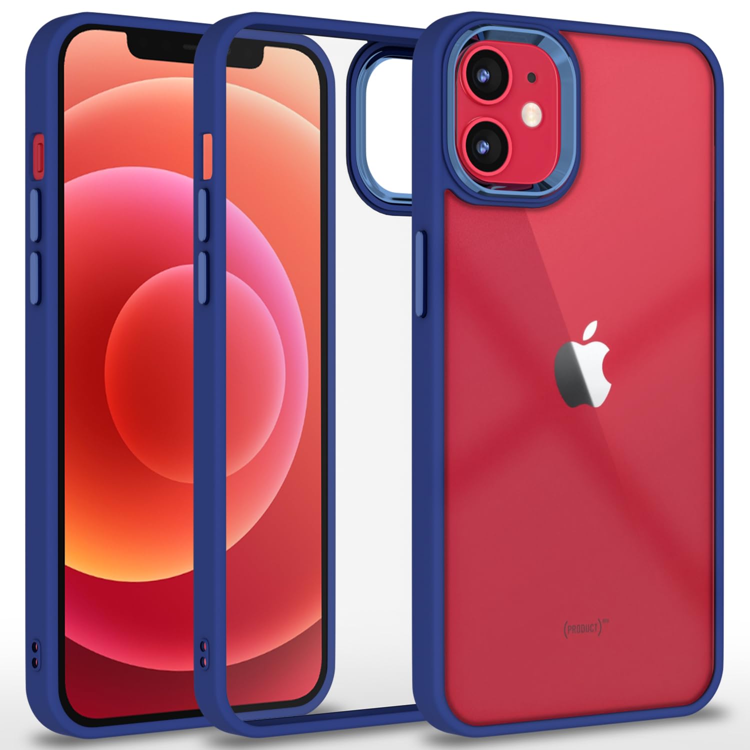 Pikkme iPhone 13 Electroplated Chrome Metal Ring Back Cover (Dark Blue)