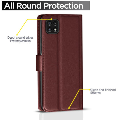 Samsung F42/A22 5G wallet flip cover in brown by Pikkme – photo 4