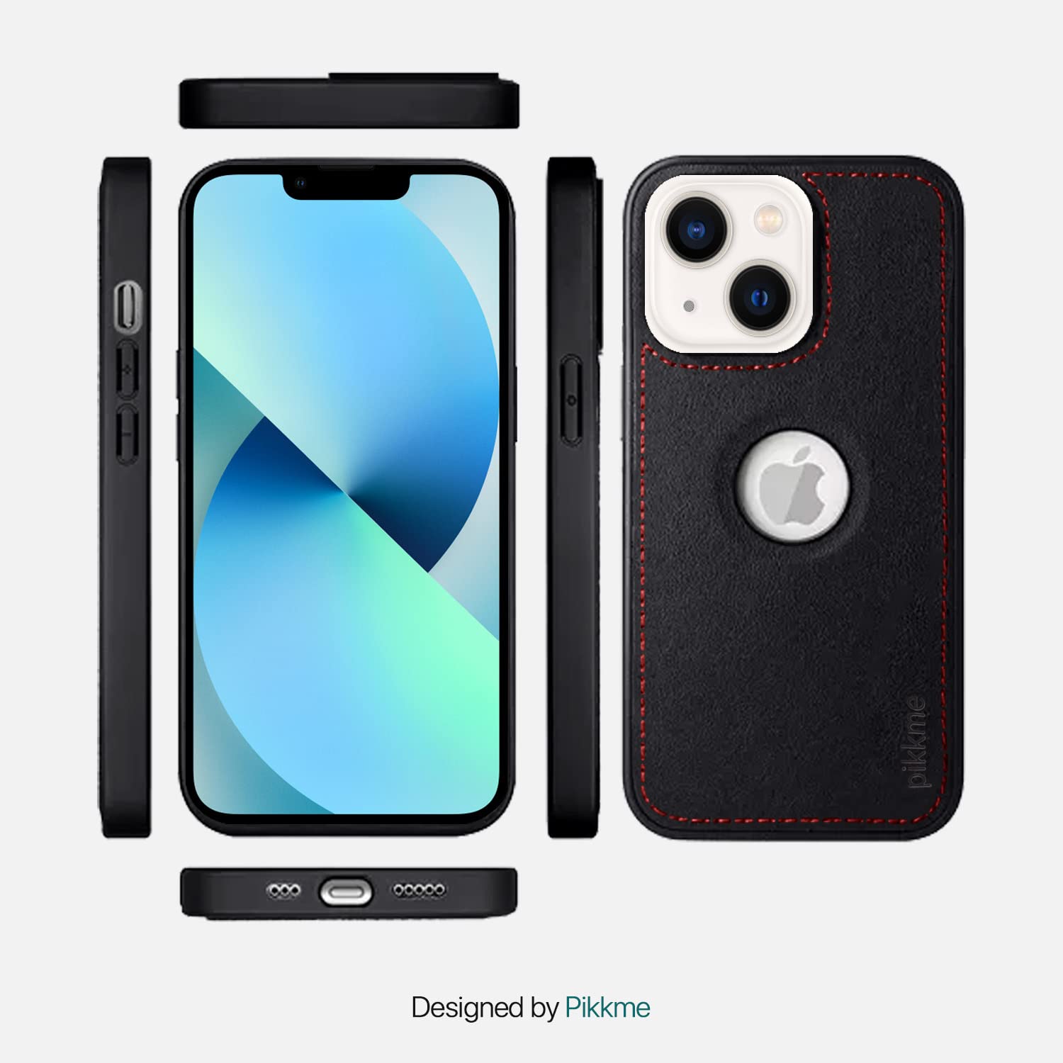 Pikkme iPhone 13 Luxe Series Velvet Inner Finish with PU Leather Back Case (Black)