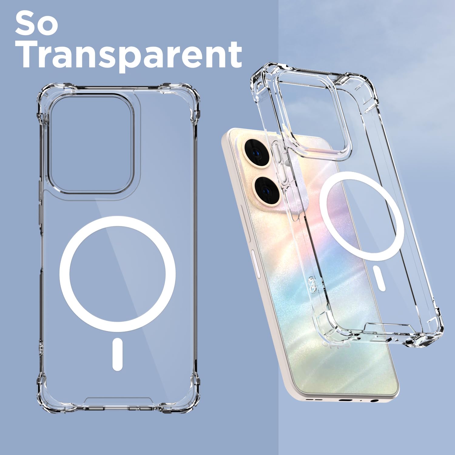 Pikkme Oppo A5x Mag-Safe Shockproof PC + TPU Back Cover (Transparent)