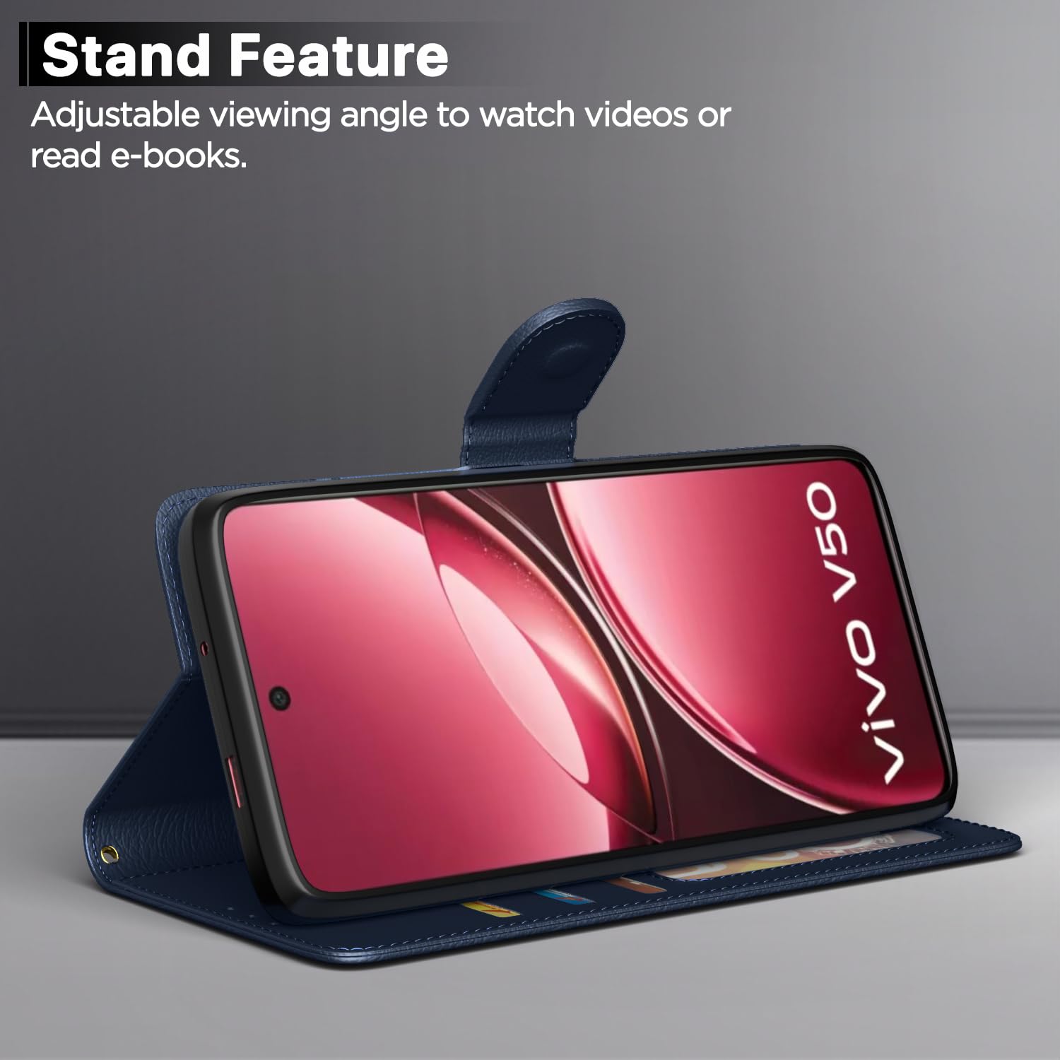 Pikkme Vivo V50 5G / V50e 5G Vintage Flip Cover (Blue)