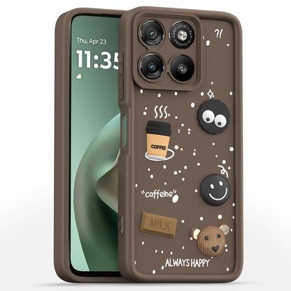 Pikkme brown Bear Coffee mobile cover for Moto G67 Power/G57 Power 5G