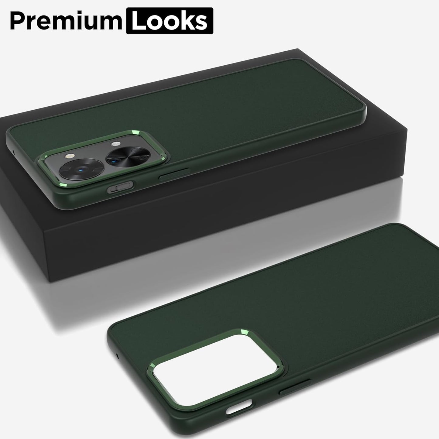 Pikkme OnePlus Nord 2T 5G Metal Ring Silicone Back Cover (Green)