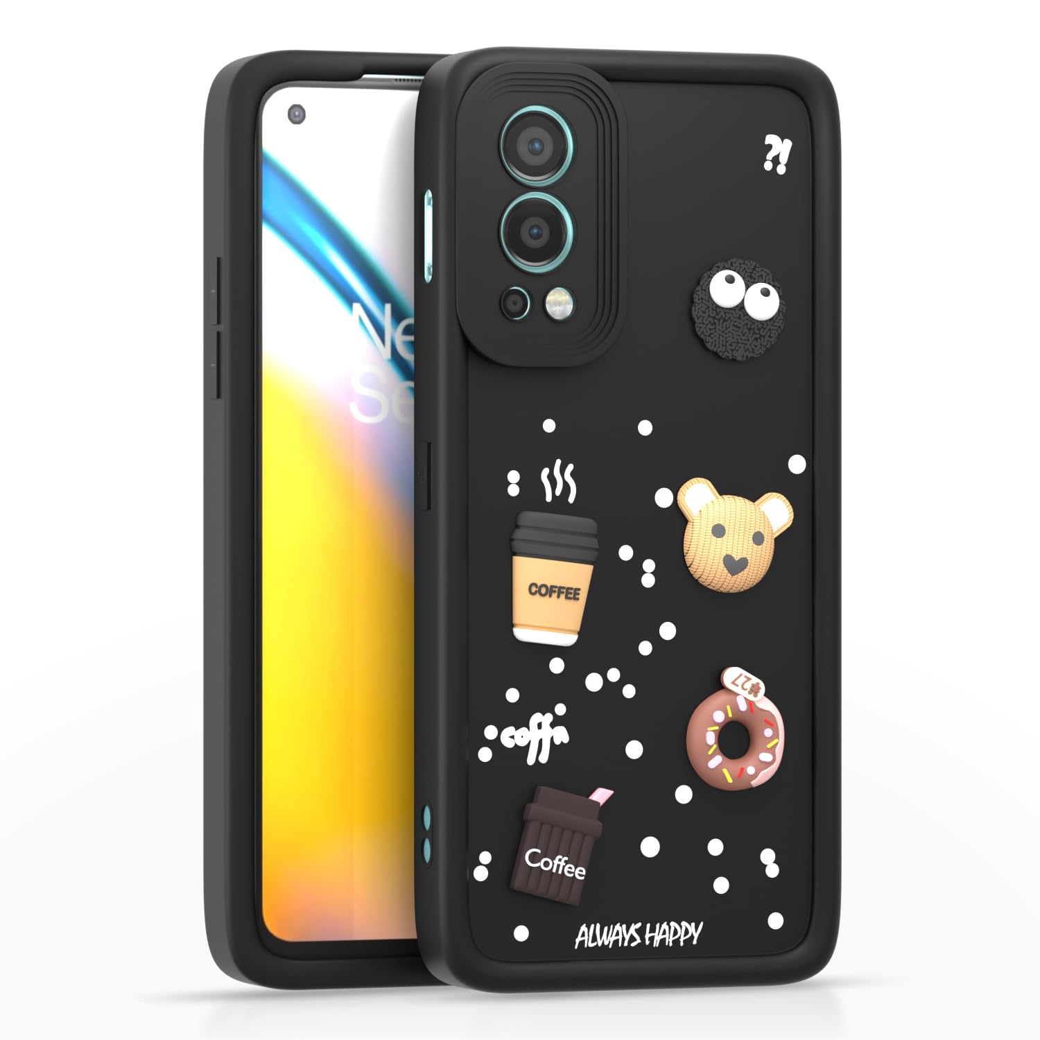 Pikkme Oneplus Nord 2 5G Cute Fun Cartoon 3D Bear Silicon Back Cover - Black