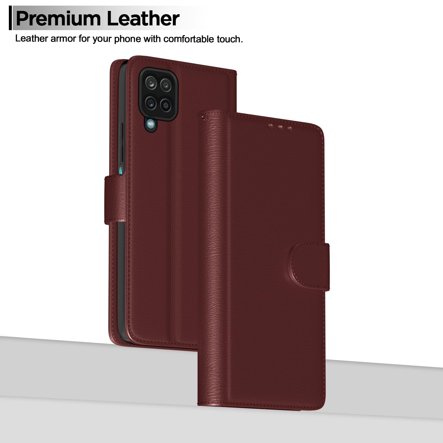 Pikkme Samsung Galaxy M12 / F12 / A12 Vintage Flip Cover |  Brown