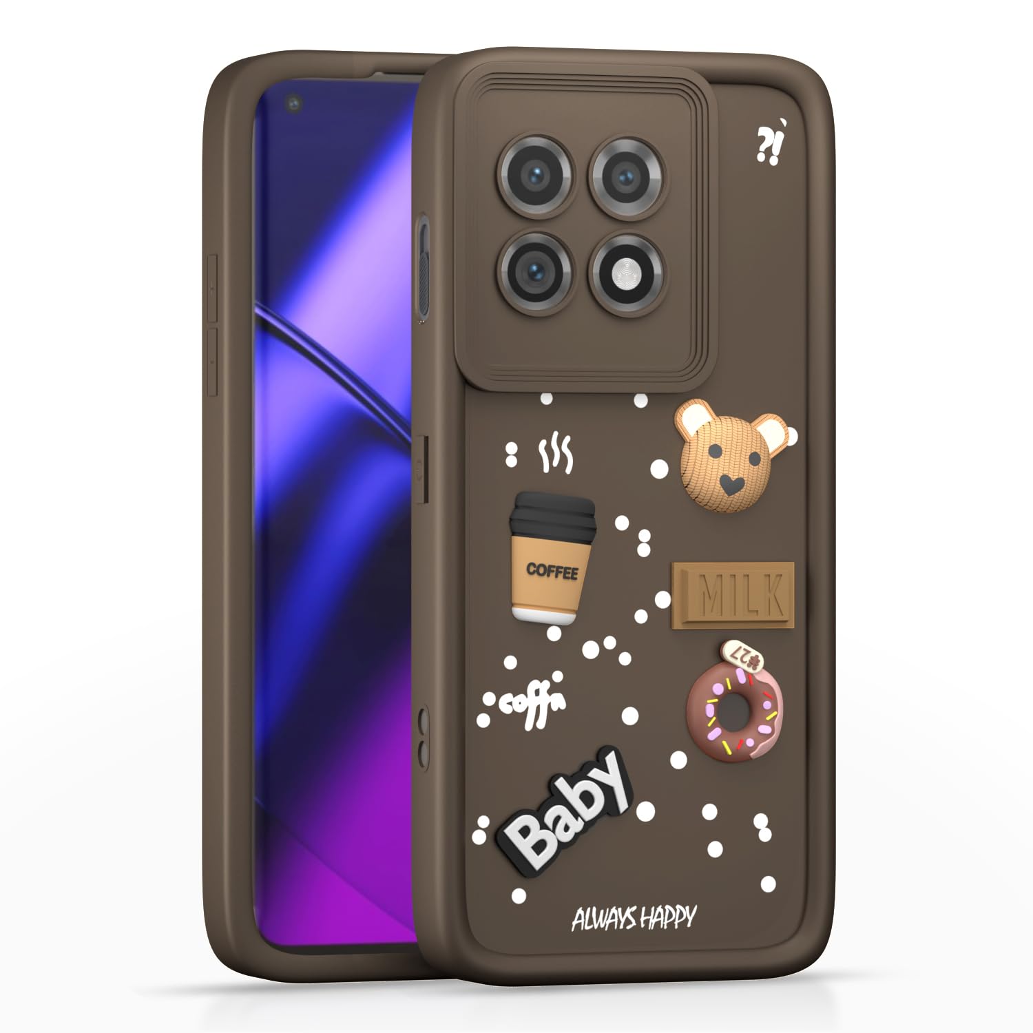 Pikkme OnePlus 11 5G Cute Fun Cartoon 3D Bear Coffee Back Cover (Brown)