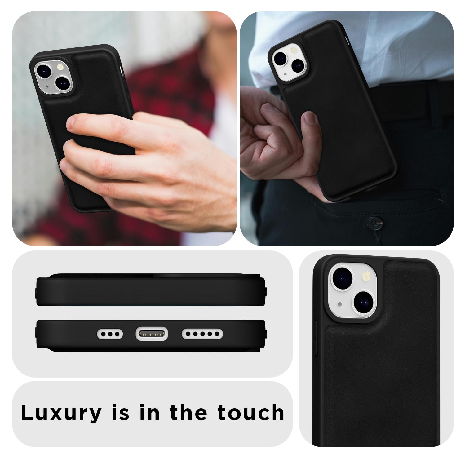Black Leather mobile cover for iPhone 13 – Pikkme – photo 7