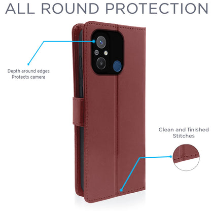 Pikkme Redmi 12C Vintage Flip Cover | Brown