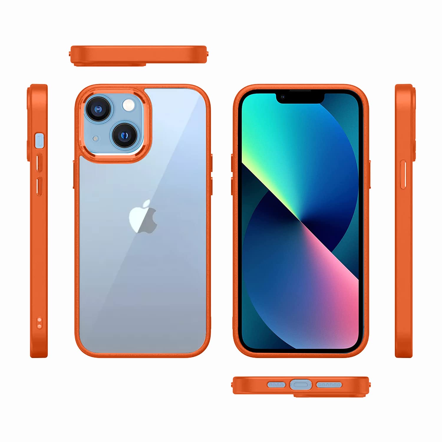 Pikkme iPhone 13 Electroplated Chrome Metal Ring Back Cover (Orange)