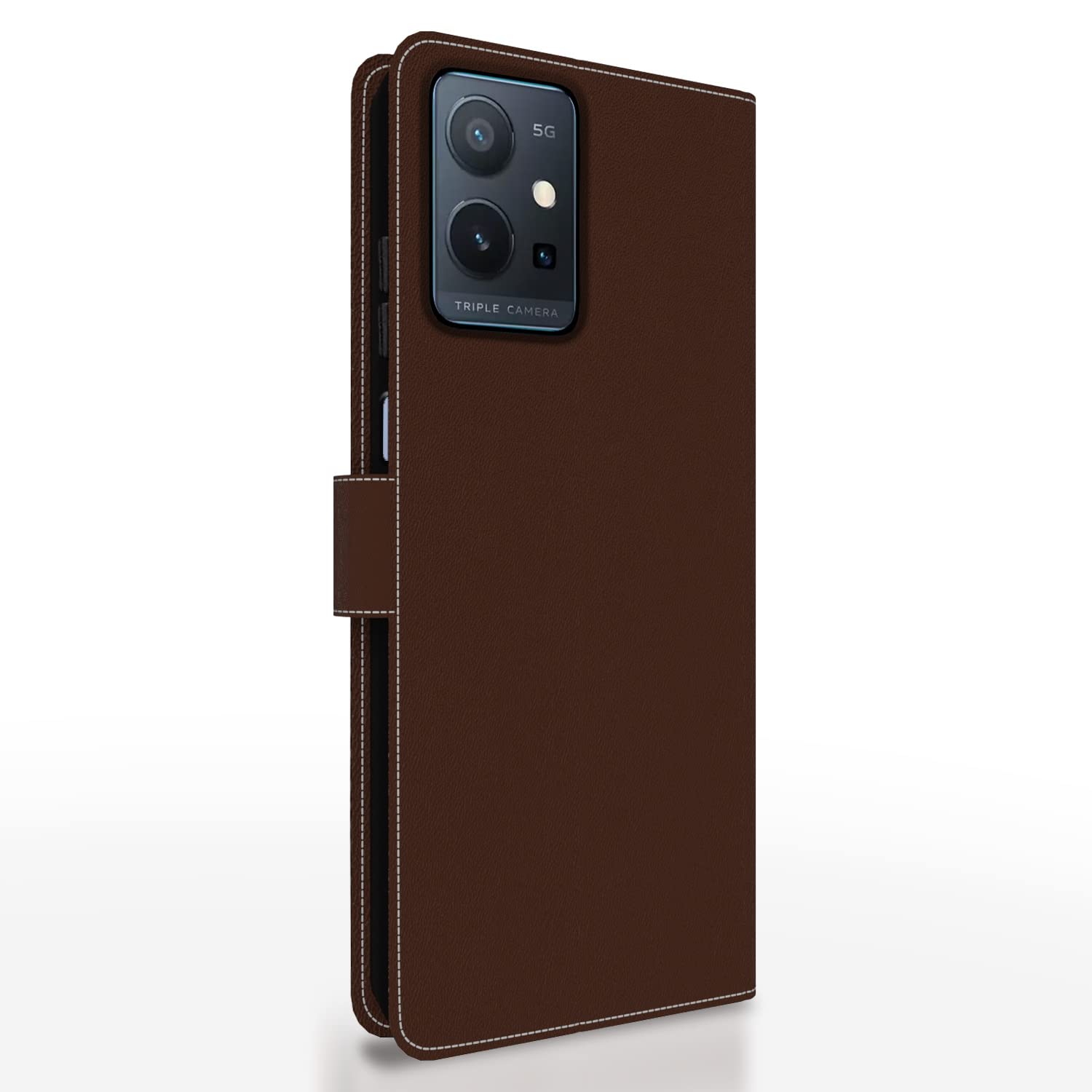 Pikkme brown & coffee Magnetic wallet flip cover for Vivo T1/Y75/iQOO Z6 5G – photo 4