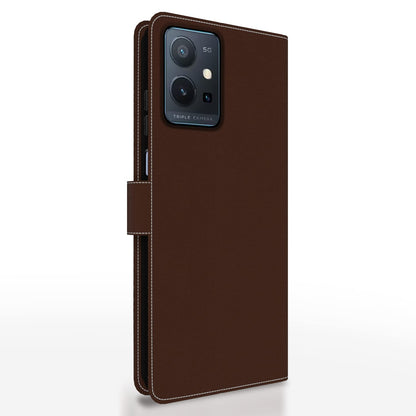 Pikkme brown & coffee Magnetic wallet flip cover for Vivo T1/Y75/iQOO Z6 5G – photo 4