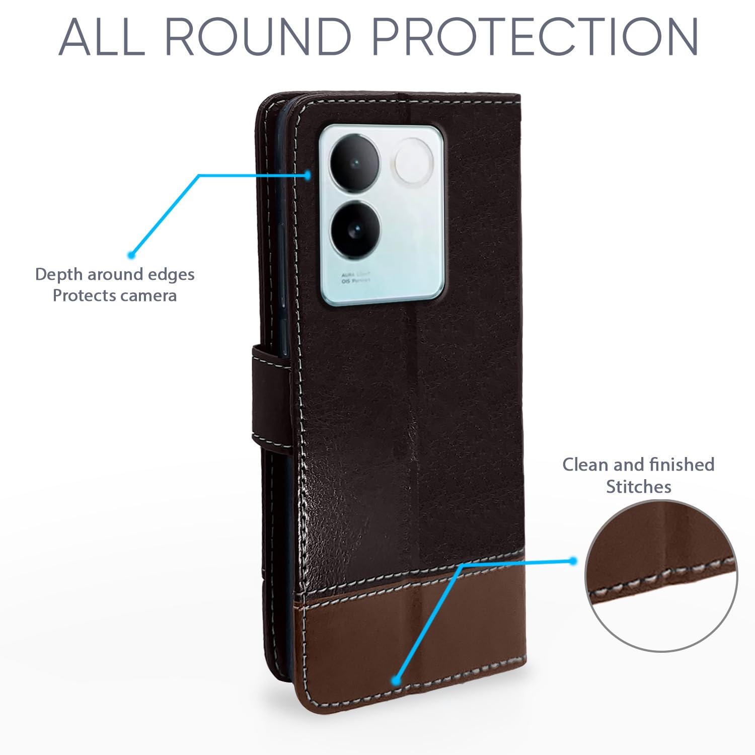 Vivo T2 Pro 5G Magnetic mobile flip cover in coffee & brown by Pikkme – photo 3