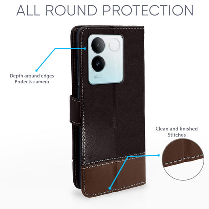 Vivo T2 Pro 5G Magnetic mobile flip cover in coffee & brown by Pikkme – photo 3