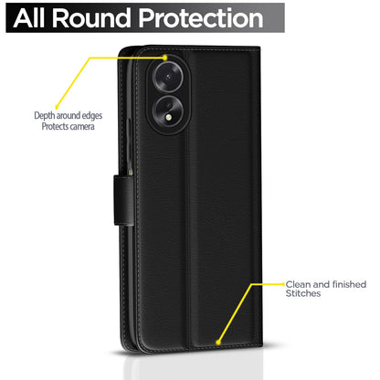 Pikkme Oppo A38 4G Vintage Flip Cover (Black)