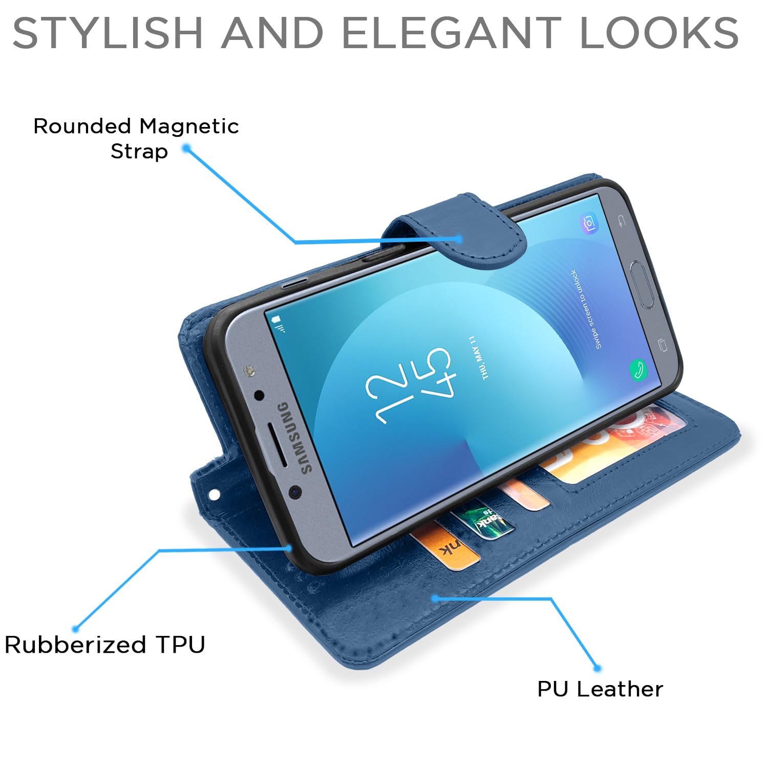 Pikkme Samsung Galaxy J7 Pro Vintage  Flip Cover (Blue)