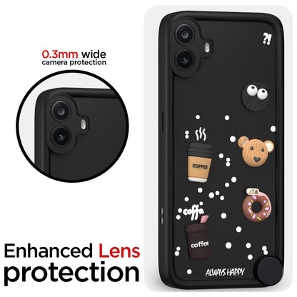Pikkme CMF by Nothing Phone 1 Cute Fun Cartoon 3D Bear Coffee  Back Cover (Black)