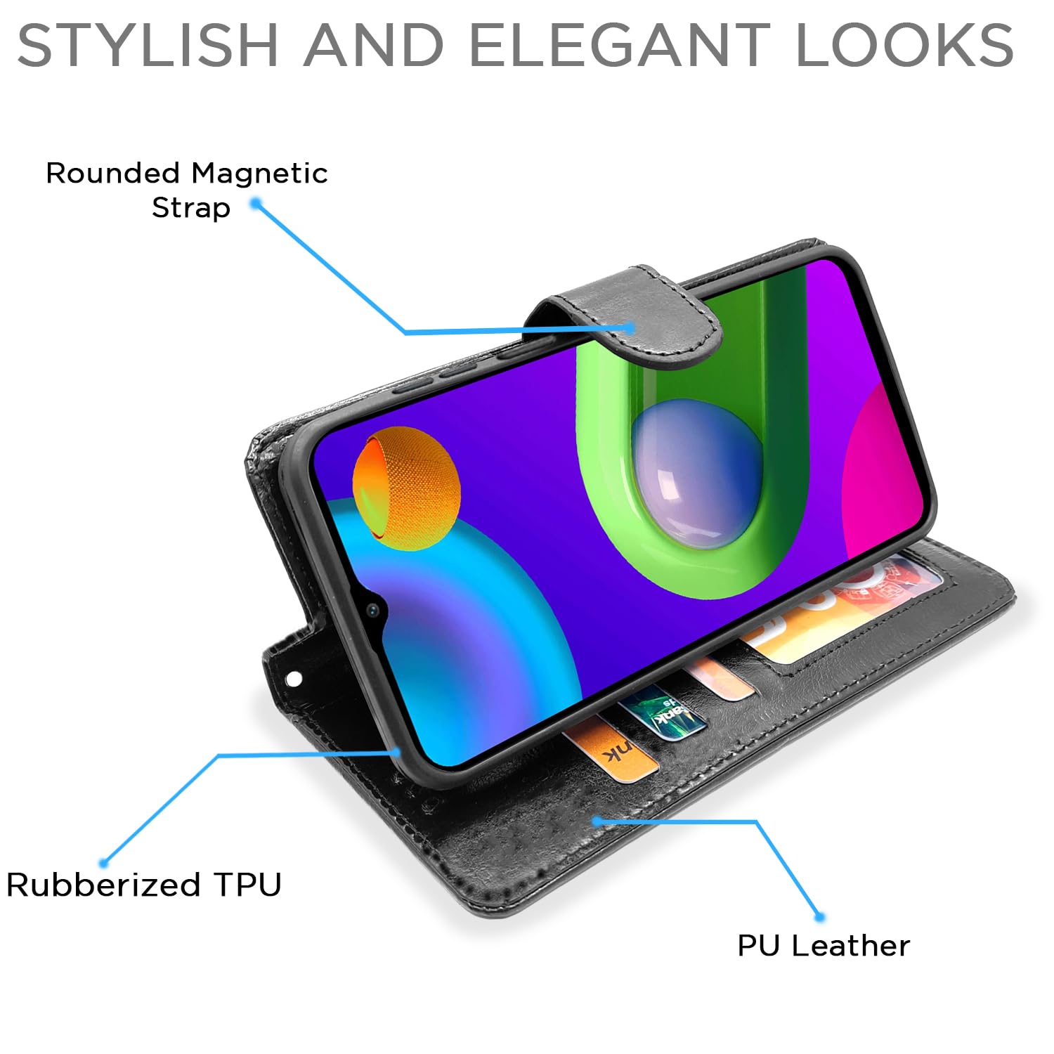 Pikkme black Wallet mobile flip cover for Samsung M02 – photo 3