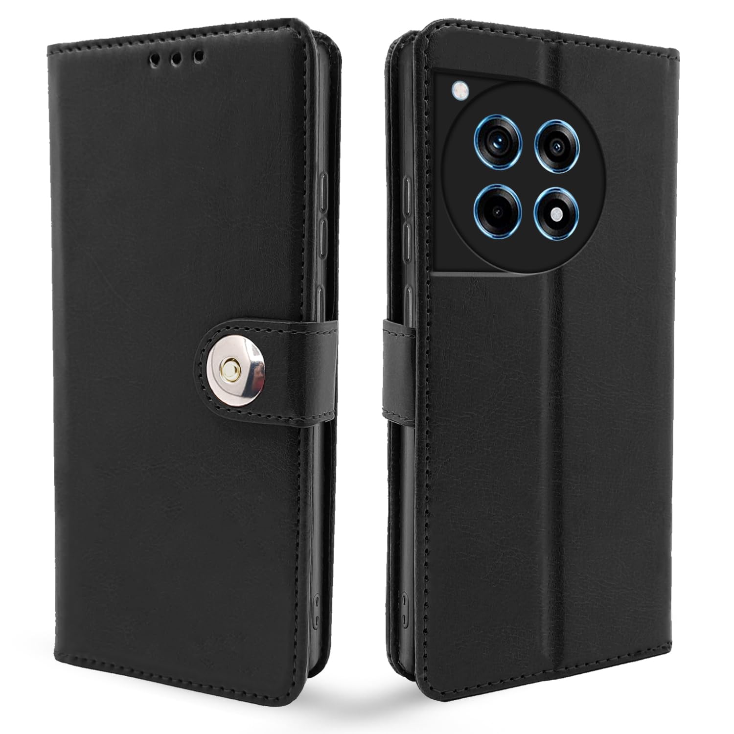 Black mobile flip cover for OnePlus 12R 5G – Pikkme