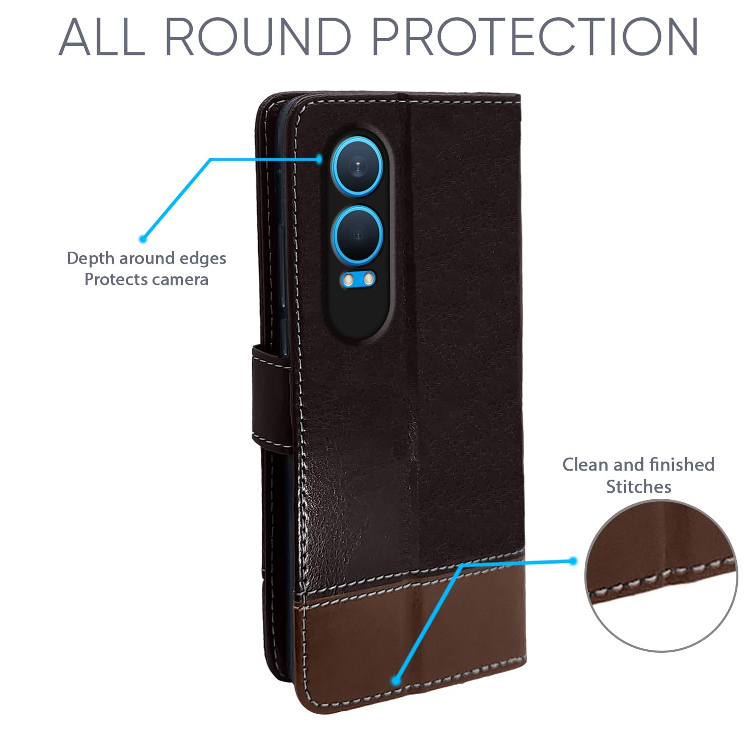 Coffee & brown Magnetic wallet flip cover for OnePlus Nord CE 4 Lite 5G – Pikkme – photo 3