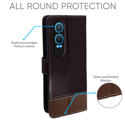 Coffee & brown Magnetic wallet flip cover for OnePlus Nord CE 4 Lite 5G – Pikkme – photo 3