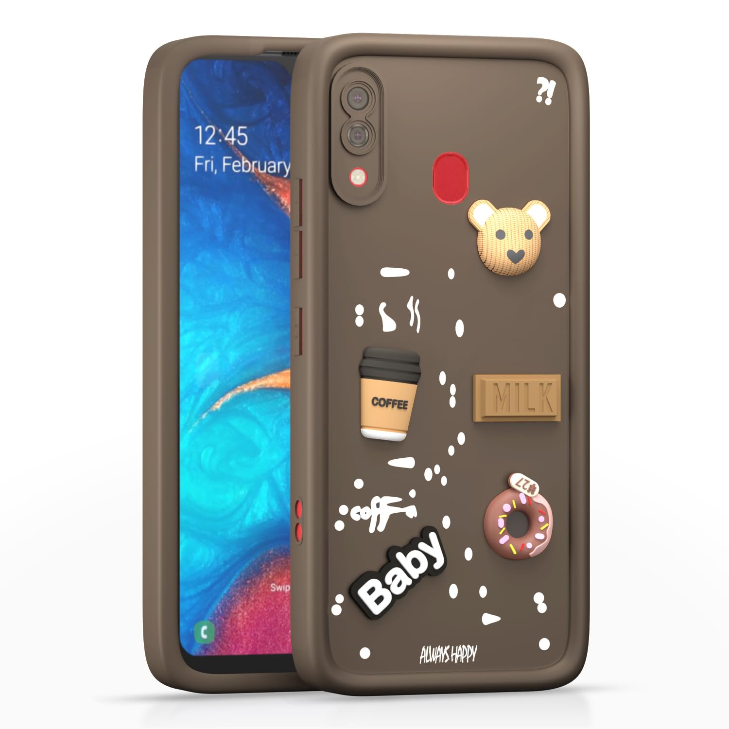 Samsung A20/A30/M10s Silicone phone cover in brown by Pikkme