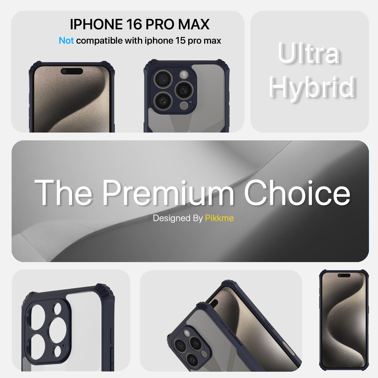 Pikkme iPhone 16 Pro Max Shockproof Eagle Clear Transparent Back Cover (Blue)