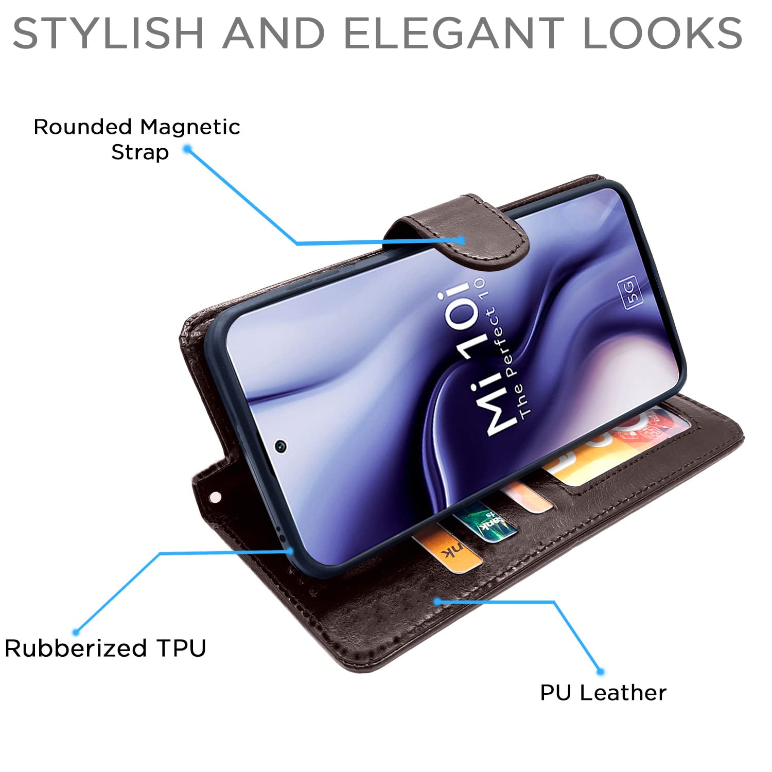 Pikkme Mi 10i Vintage Flip Cover (Coffee)